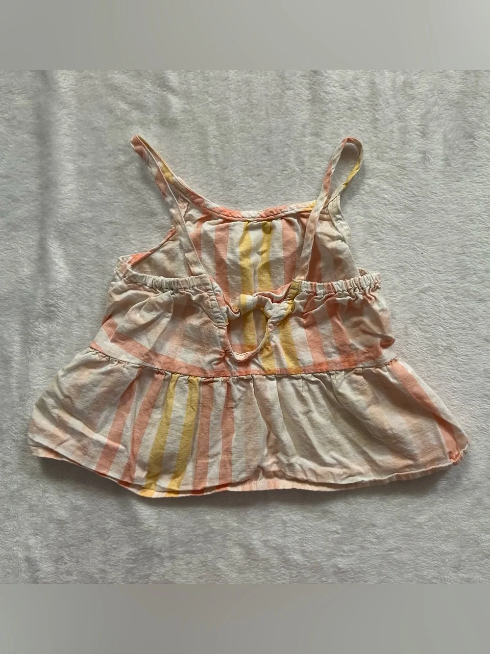 OshKosh B'Gosh Gingham Sleeveless Top Pink Yellow Toddler Girls Size 4T Cut Out